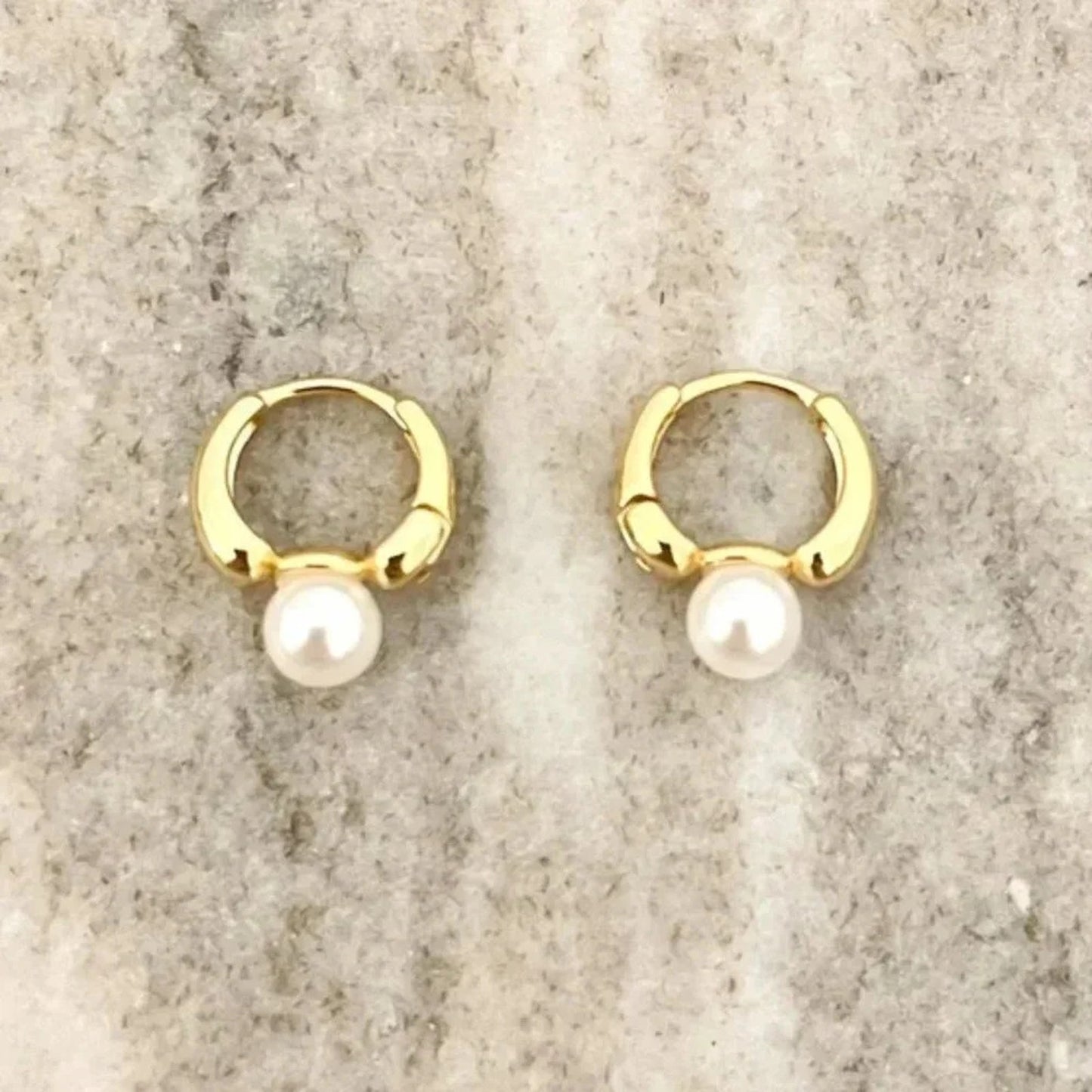 925 Sterling Silver Pearl Huggie Earrings Small Huggie Hoop Earrings
