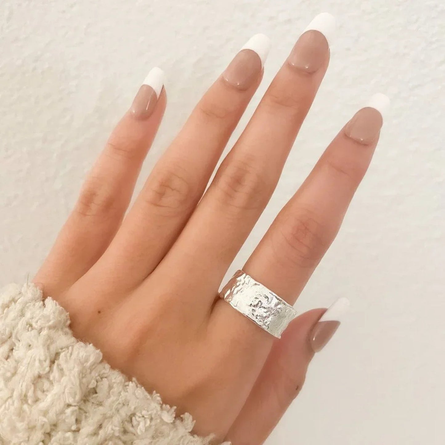 925 Sterling Silver Textured Ring Band Chunky Ring Minimalist Ring Foil Ring