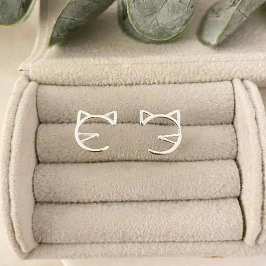 925 Sterling Silver Tiny Cat Studs Small Cat Earrings Kitty Stud Earrings