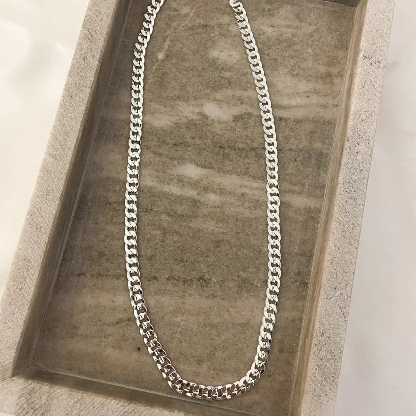 925 Sterling Silver Curb Chain Link Necklace Minimalist Stacking Layer Necklace
