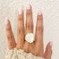 925 Sterling Silver Chunky Mother of Pearl Gold Statement Ring Thick Large Ring