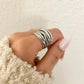 925 Sterling Silver Chunky Ring Thick Wide Ring Band Multi Layer Vintage Ring