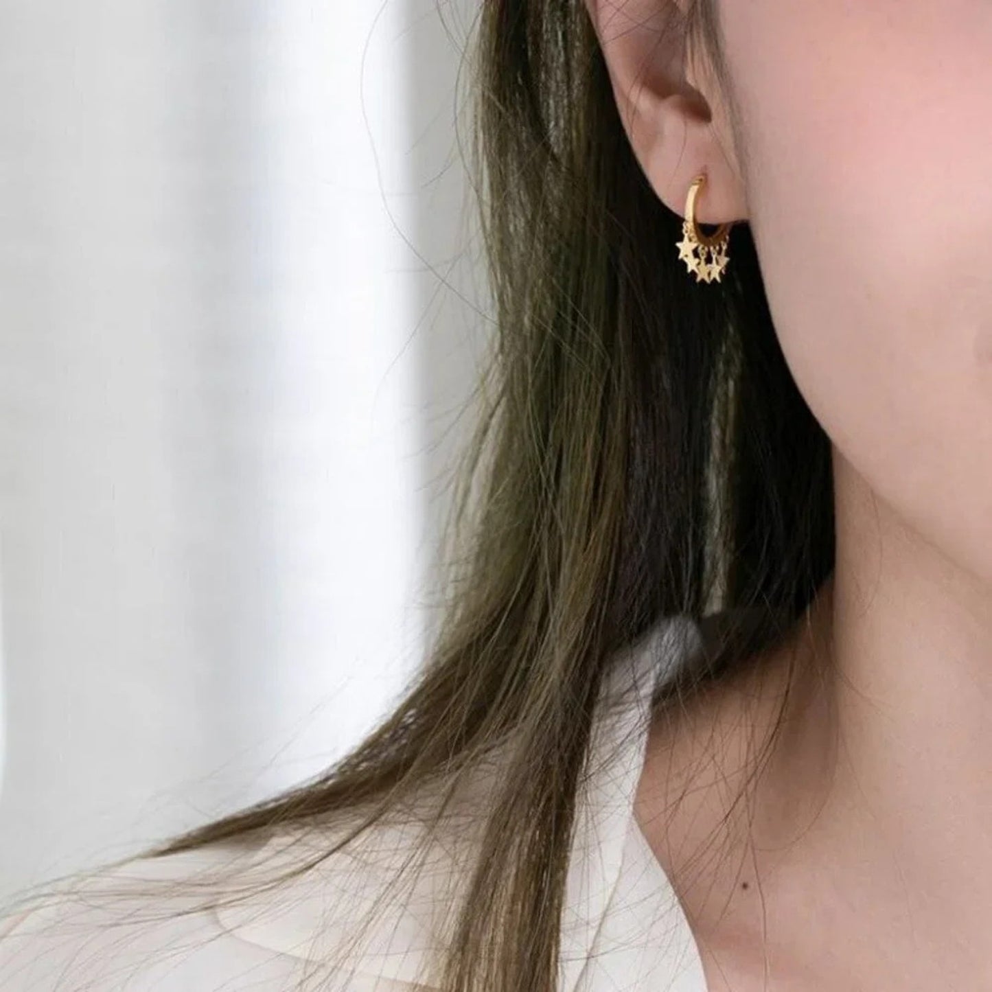 925 Sterling Silver Star Huggie Earrings Star Hoop Earrings Small Huggies