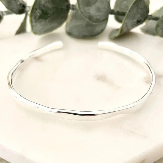 925 Sterling Silver Wavy Cuff Bracelet Dainty Bangle Bracelet, Stacking …