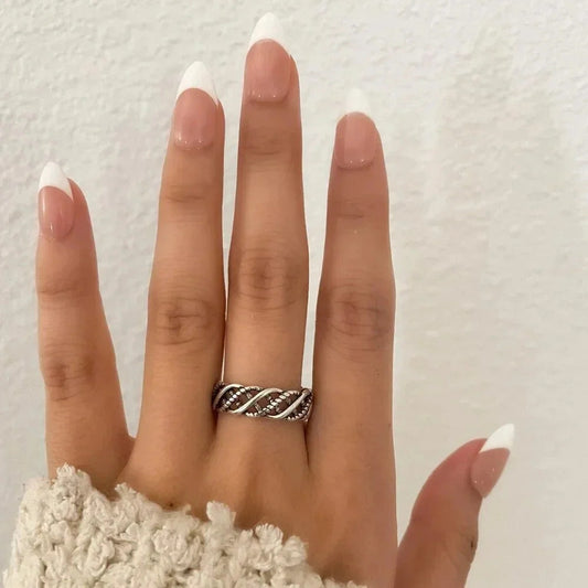 925 Sterling Silver Braided Ring Minimalist Dainty Twist Ring Stackable Ring