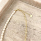 925 Sterling Silver Gold Paperclip Necklace Pearl Dainty Choker Necklace