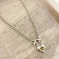 925 Sterling Silver Curb Chain Link Necklace Heart Necklace Heart Lock Chain