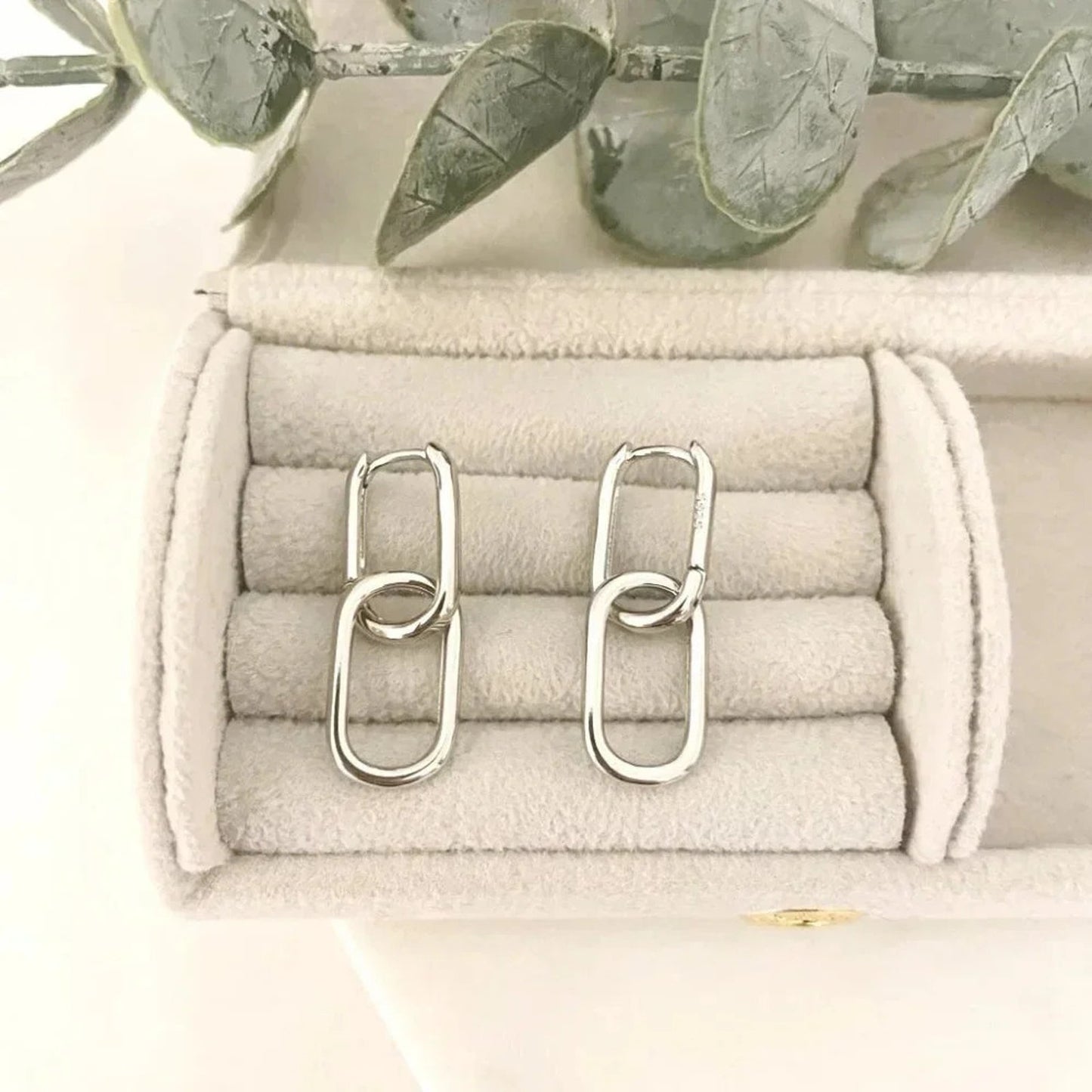 925 Sterling Silver Link Earrings Dangle Chain Earrings Minimalist Earrings