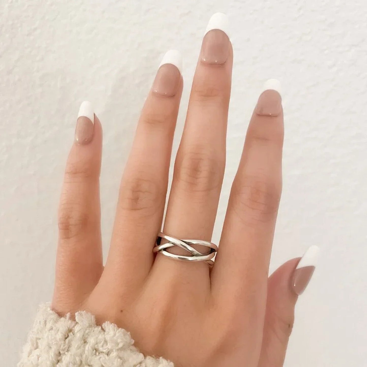 925 Sterling Silver Criss Cross Ring Minimalist Layer Ring Stackable Ring Band