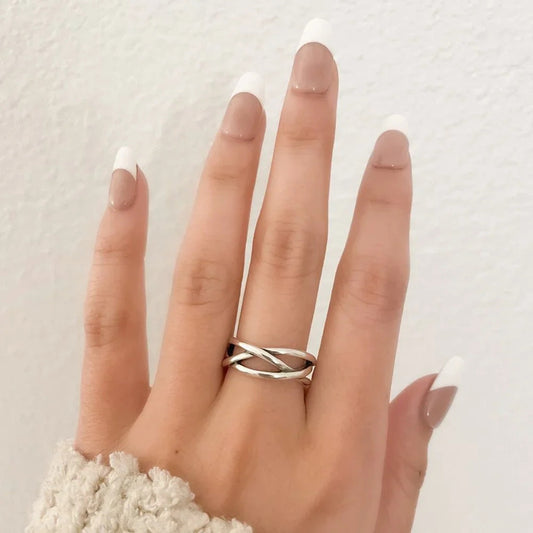 925 Sterling Silver Criss Cross Ring Minimalist Layer Ring Stackable Ring Band
