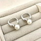 925 Sterling Silver Pearl Huggie Earrings Small Huggie Hoop Earrings