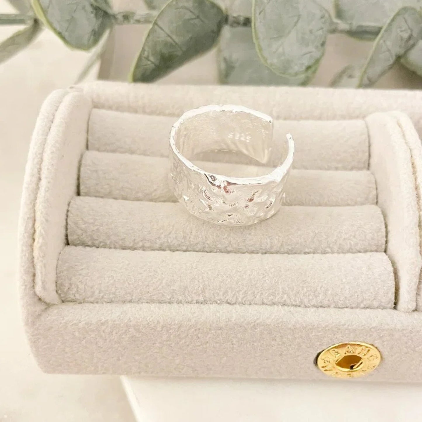 925 Sterling Silver Textured Ring Band Chunky Ring Minimalist Ring Foil Ring