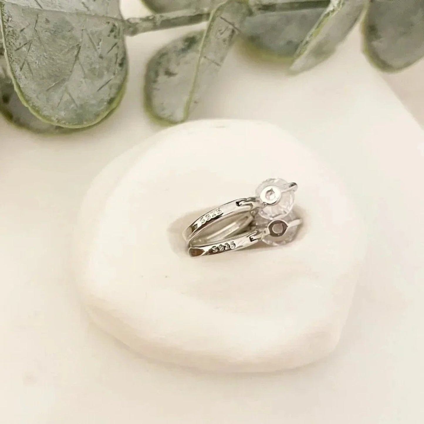 925 Sterling Silver Diamond Huggie Earrings Small Hoop Earrings Dainty Hoops