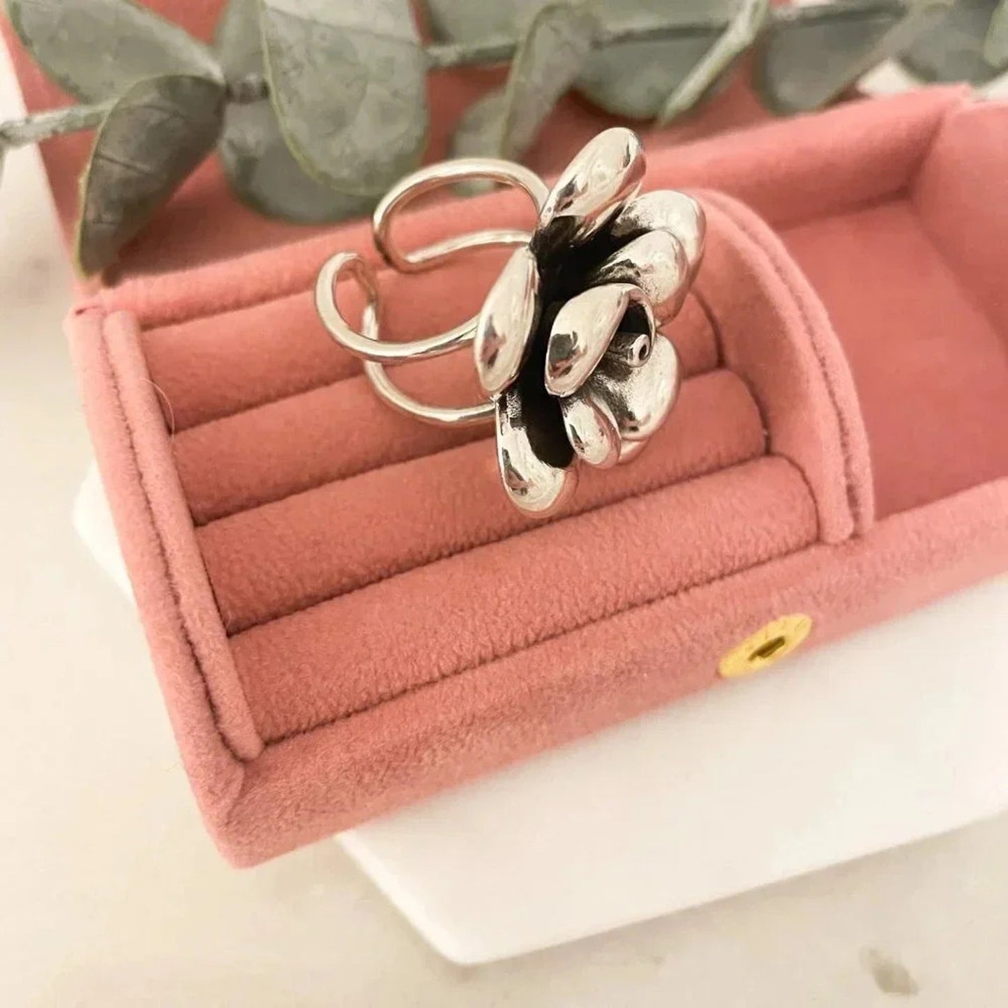 925 Sterling Silver Oversized Chunky Flower Ring Bold Statement Ring Huge Ring