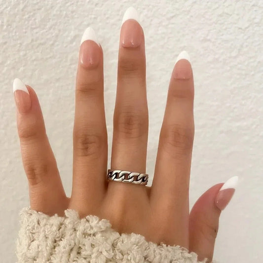 925 Sterling Silver Chunky Chain Link Ring Minimalist Curb Chain Ring