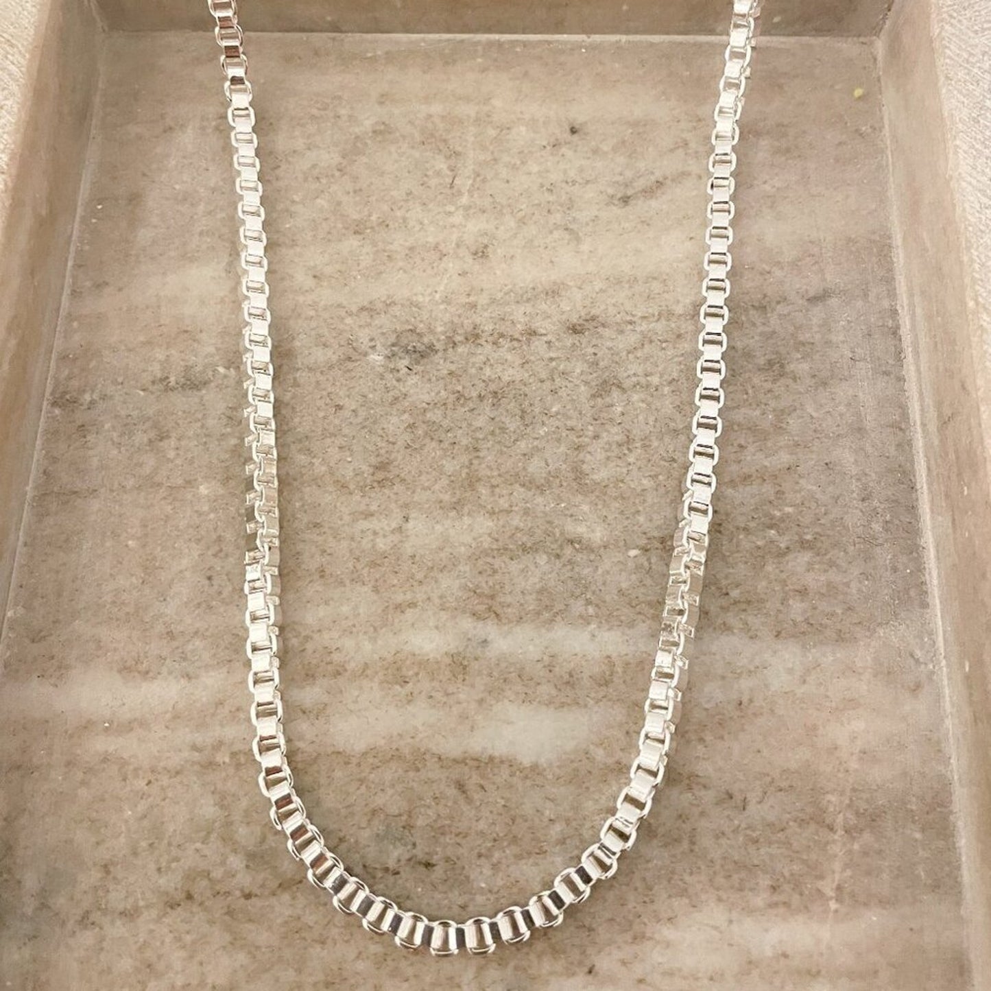 925 Sterling Silver Box Chain Necklace 4 MM Box Chain Statement Necklace