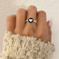 925 Sterling Silver Minimalist Black Heart Ring Dainty Heart Bead Ring