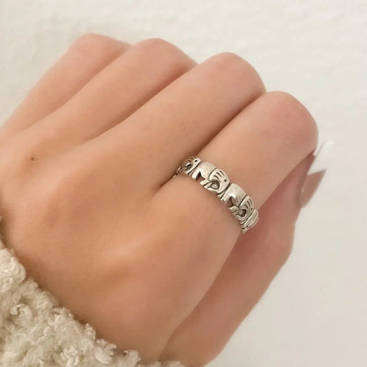 925 Sterling Silver Elephant Ring Stackable Ring Band Minimalist Ring