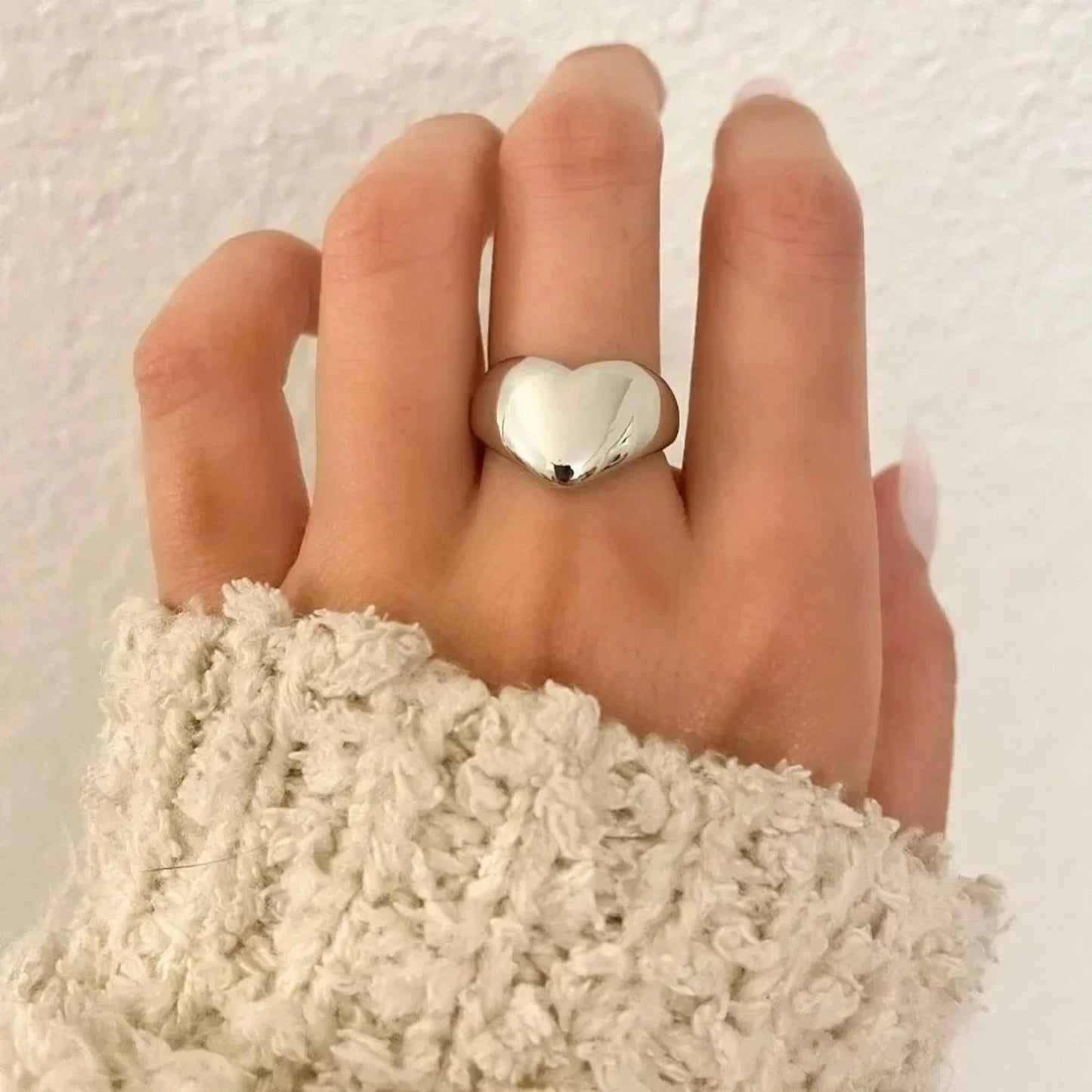925 Sterling Silver Heart Ring Minimalist Dainty Ring Modern Ring Band