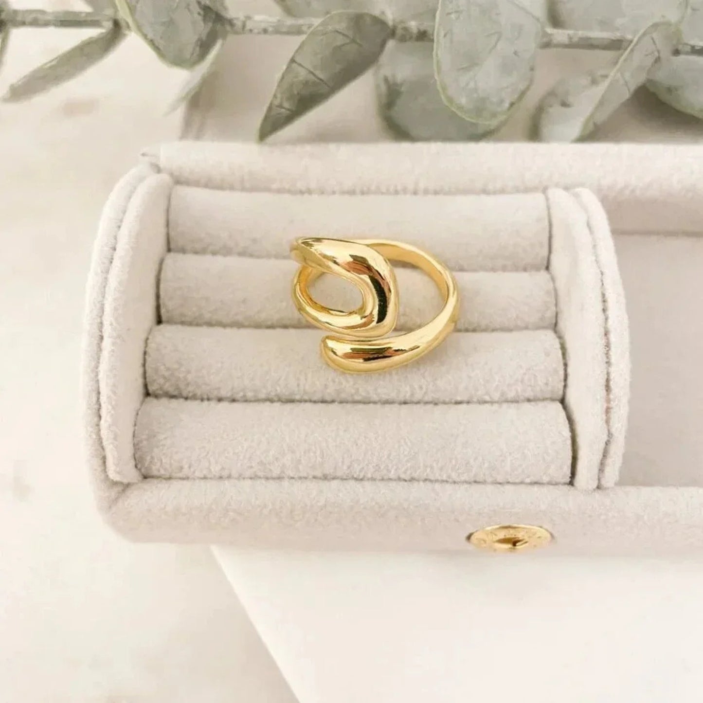 925 Sterling Silver Chunky Ring Gold Wrap Ring Large Ring Statement Ring