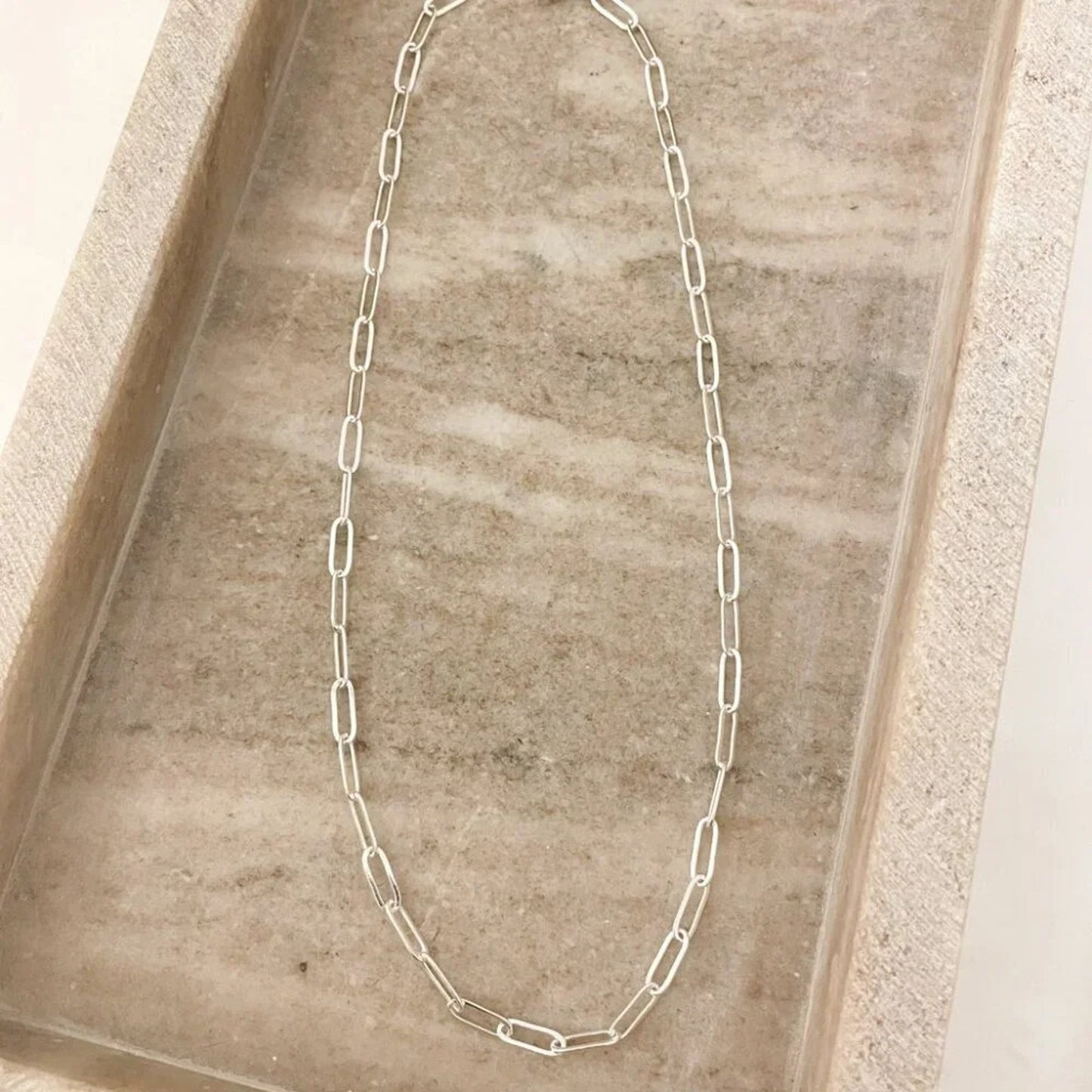 925 Sterling Silver Paperclip Necklace Minimalist Stacking Layer Necklace