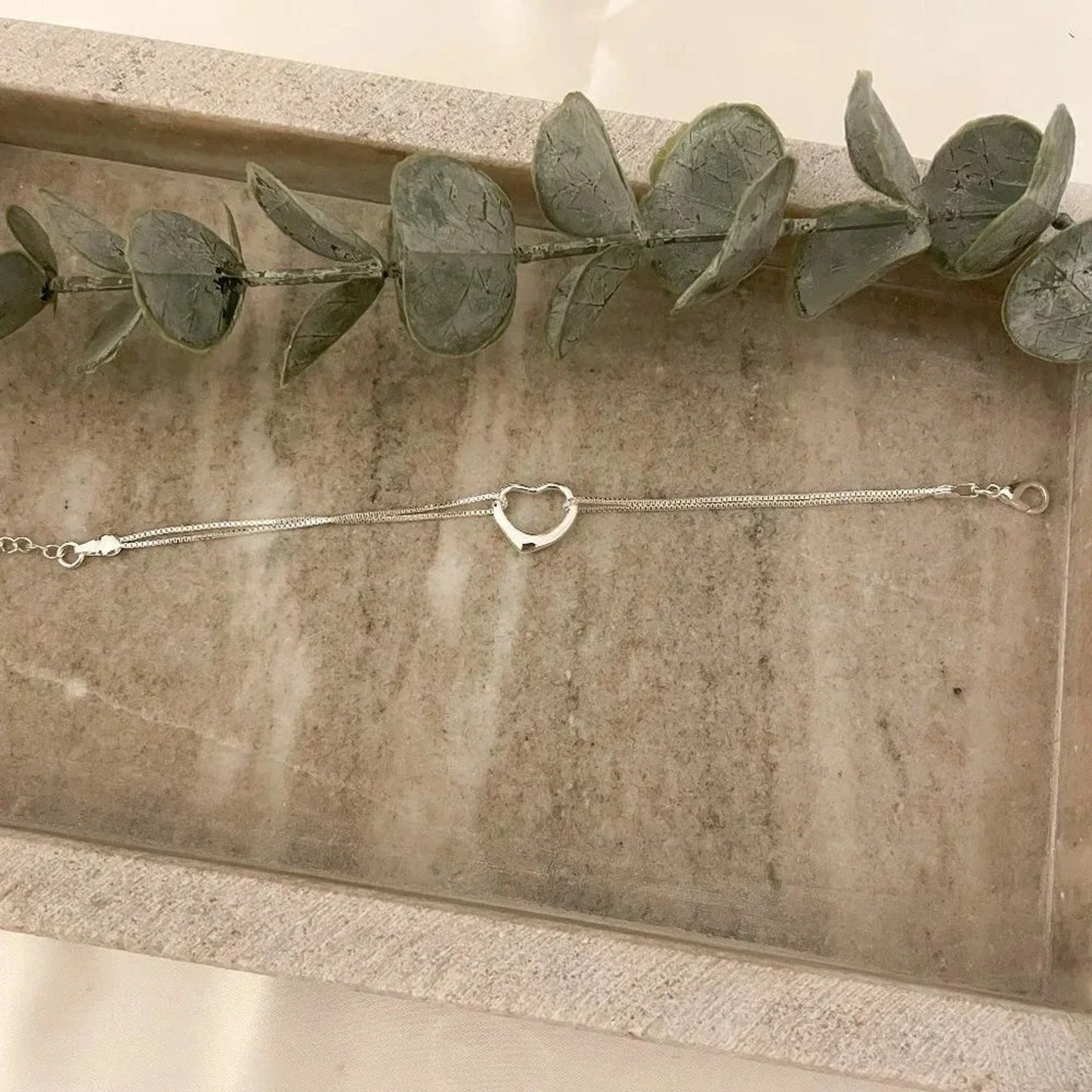 925 Sterling Silver Layer Heart Bracelet Dainty Minimalist Heart Bracelet