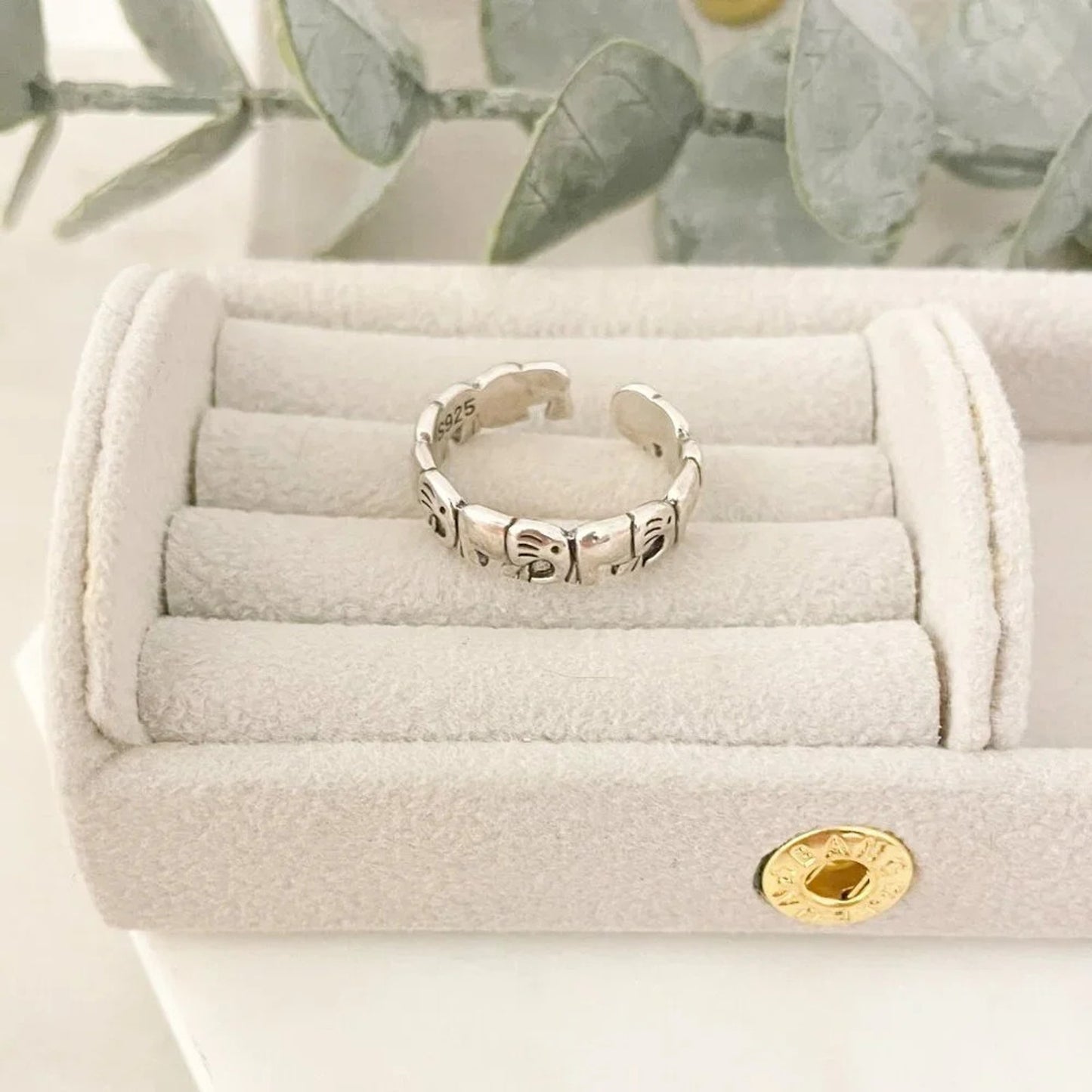 925 Sterling Silver Elephant Ring Stackable Ring Band Minimalist Ring