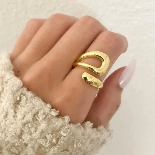 925 Sterling Silver Chunky Ring Gold Wrap Ring Large Ring Statement Ring