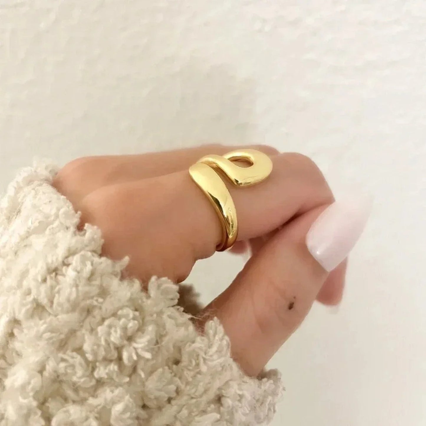 925 Sterling Silver Chunky Ring Gold Wrap Ring Large Ring Statement Ring