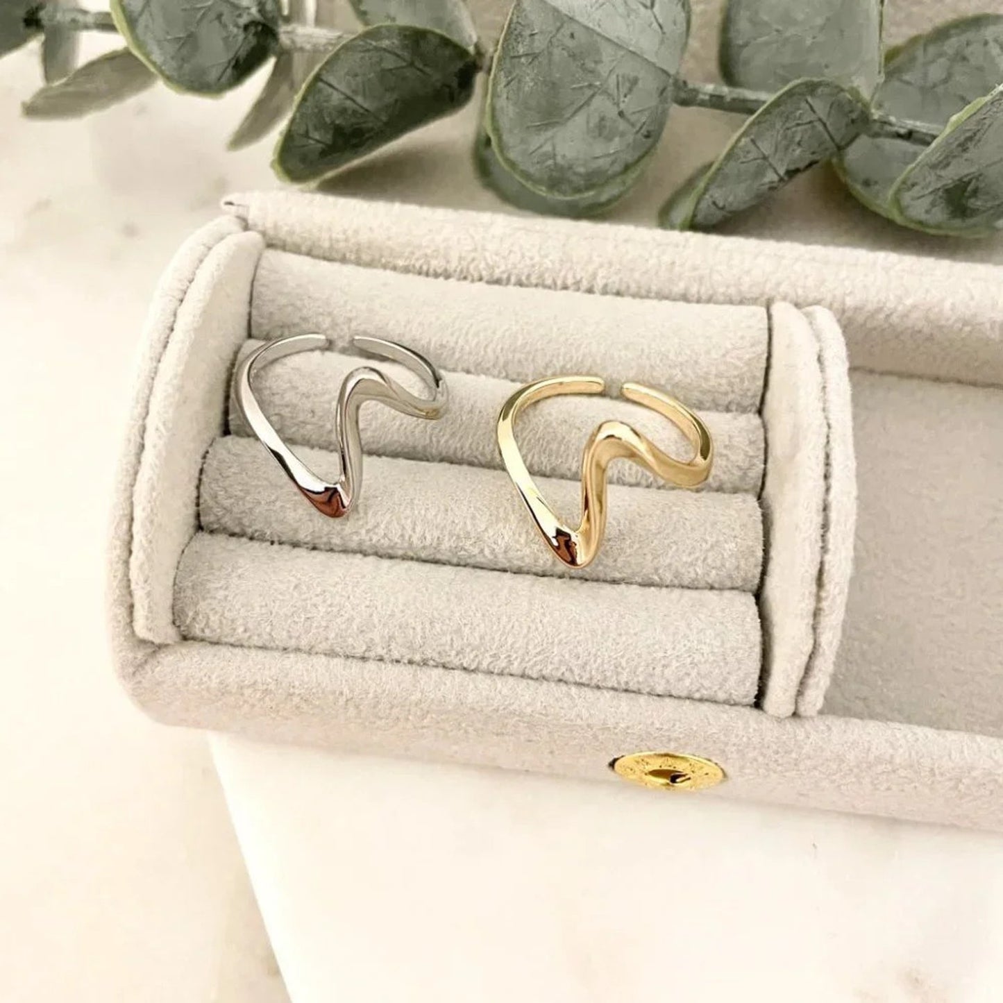 925 Sterling Silver Dainty Minimalist Wave Ring Stackable Thin Wave Ring