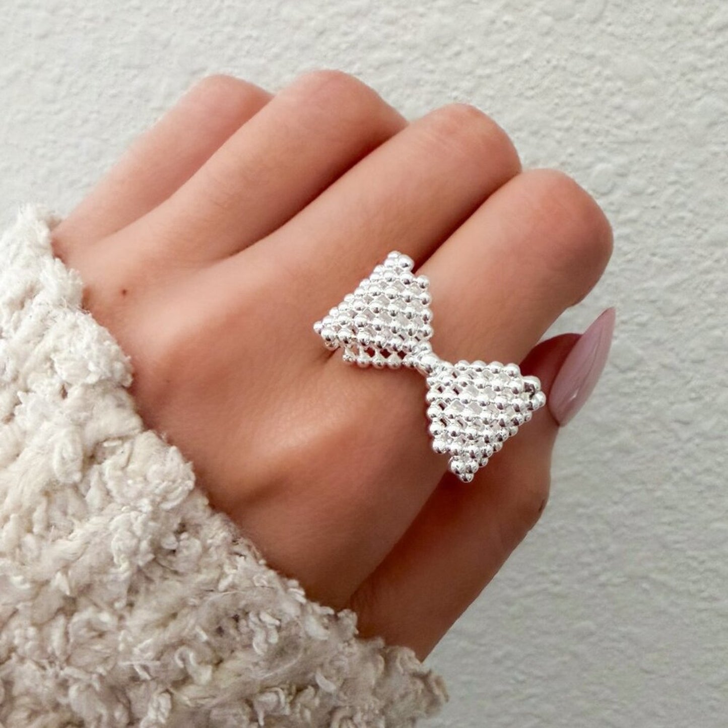 925 Sterling Silver Large Bow Ring Bow Statement Ring