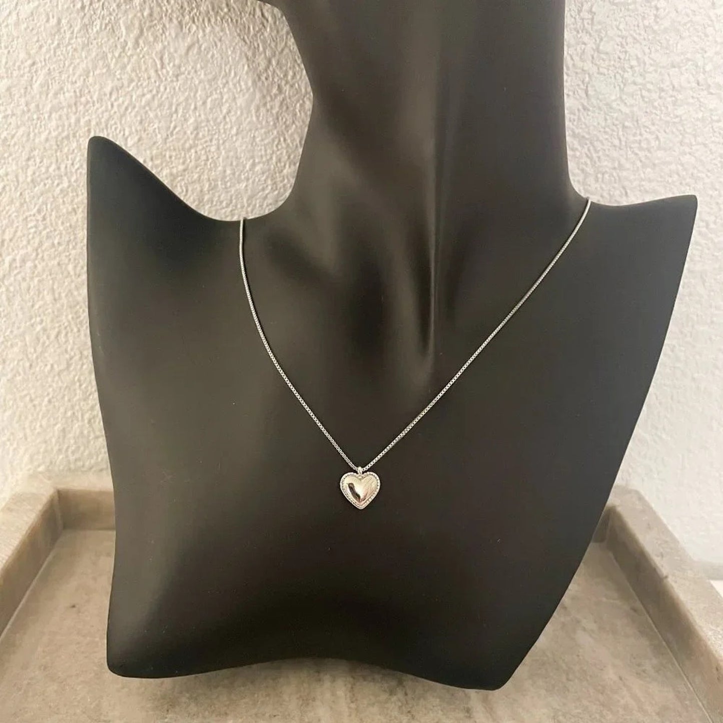 925 Sterling Silver Heart Pendant Necklace Dainty Minimalist Necklace