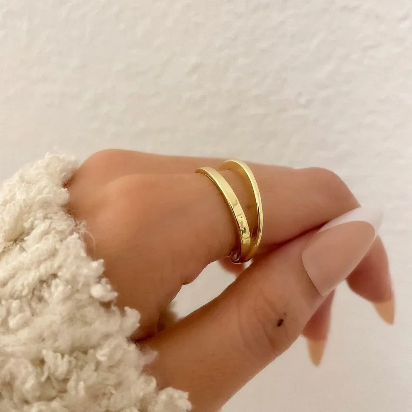 925 Sterling Silver Dainty Minimalist Stackable Ring Two Layer Ring