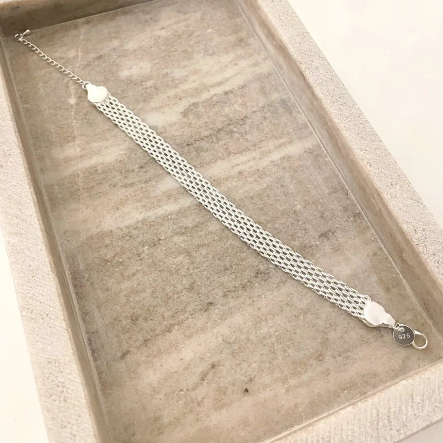 925 Sterling Silver Mesh Bracelet Wide Chunky Thick Bracelet Large Bracelet
