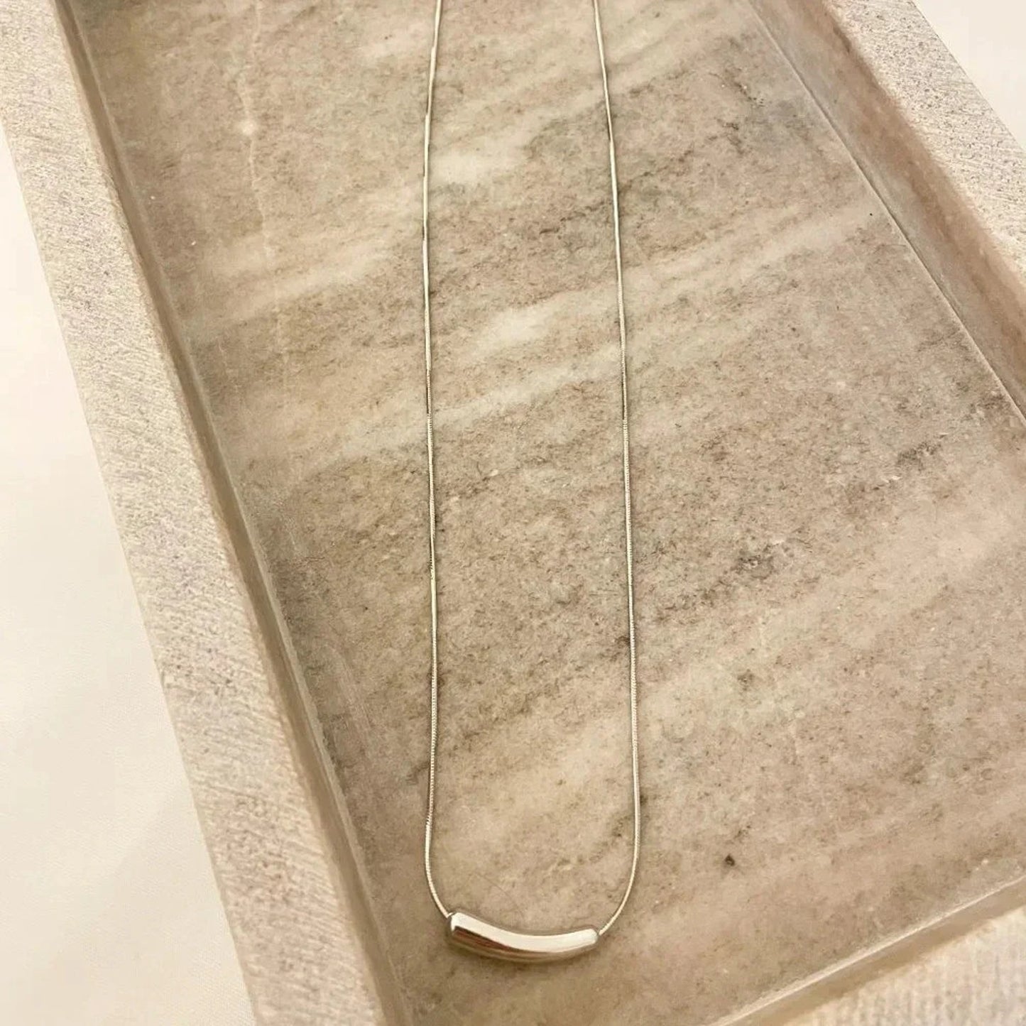 925 Sterling Silver Tube Necklace Bar Necklace Modern Geometric Pendant Necklace