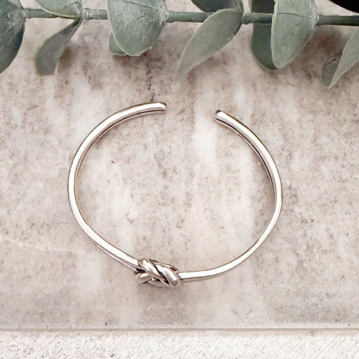 925 Sterling Silver Chunky Knot Bangle Bracelet Twist Cuff Bracelet
