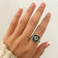 925 Sterling Silver Chunky Ring Statement Ring Pearl Ring Pearl Flower Ring