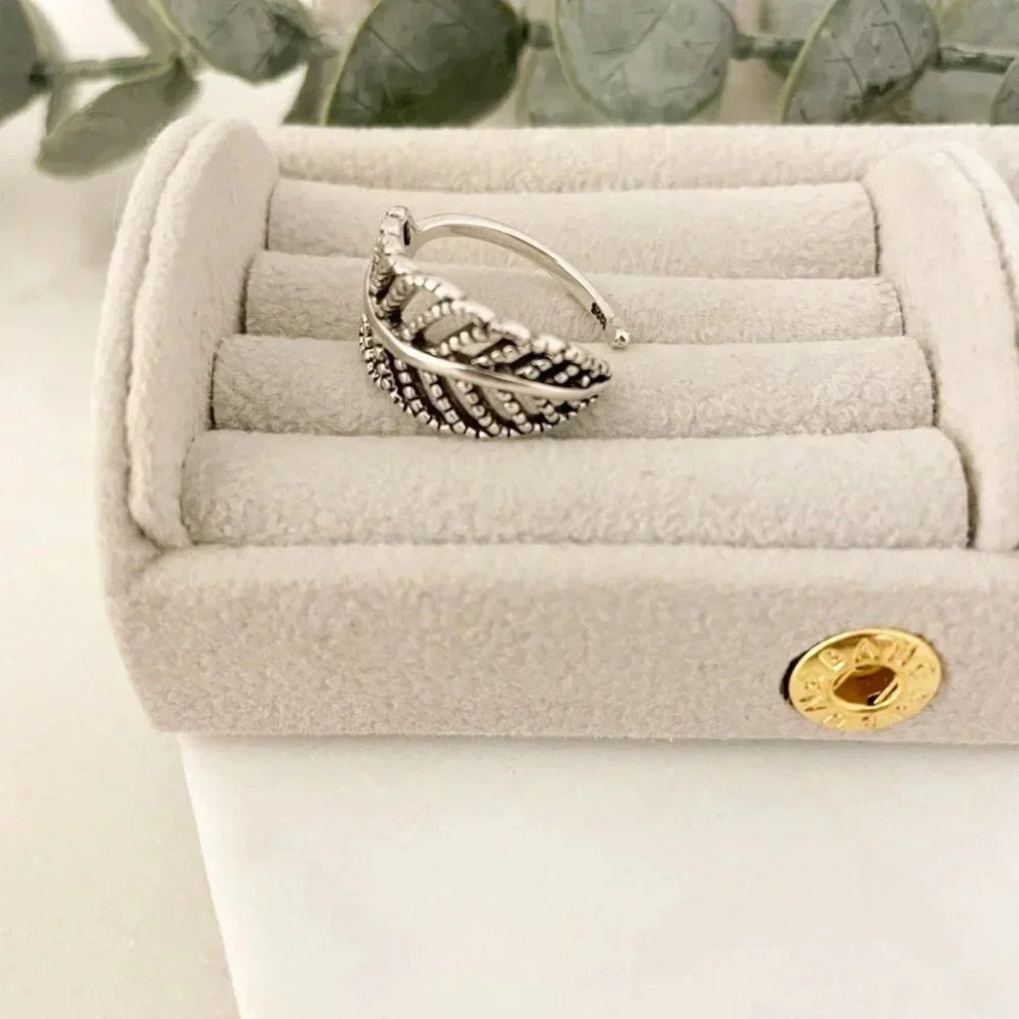 925 Sterling Silver Leaf Ring Vintage Wrap Ring Leaf Ring Geometric Ring