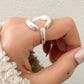 925 Sterling Silver Textured Ring Band Chunky Ring Crescent Ring Moon Ring