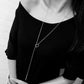 925 Sterling Silver Long Bar Lariat Necklace Long Drop Circle & Bar Necklace