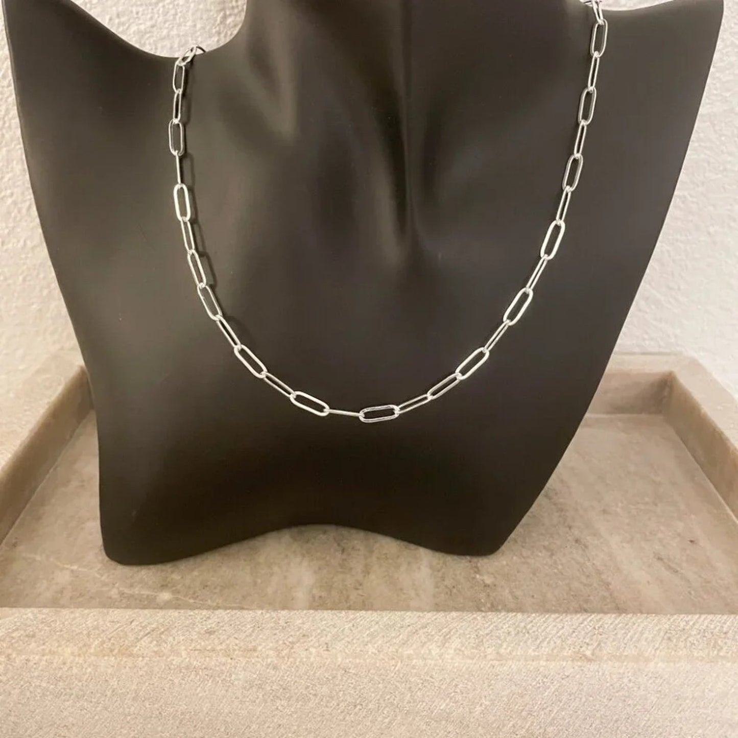 925 Sterling Silver Paperclip Necklace Minimalist Stacking Layer Necklace
