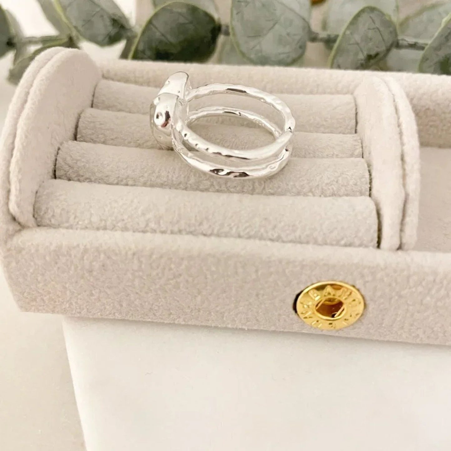 925 Sterling Silver Textured Foil Heart Ring Geometric Ring Silver Heart Ring