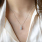 925 Sterling Silver Aquamarine Pendant Necklace Dainty CZ Diamond Necklace
