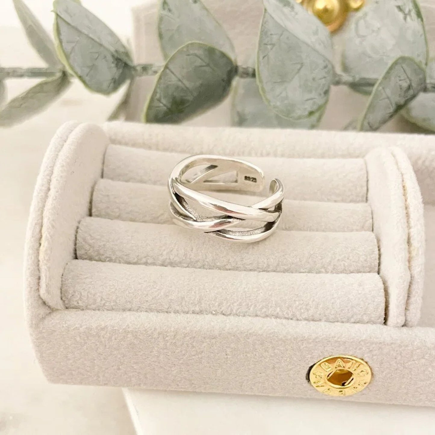 925 Sterling Silver Criss Cross Ring Minimalist Layer Ring Stackable Ring Band