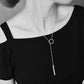 925 Sterling Silver Long Bar Lariat Necklace Long Drop Circle & Bar Necklace