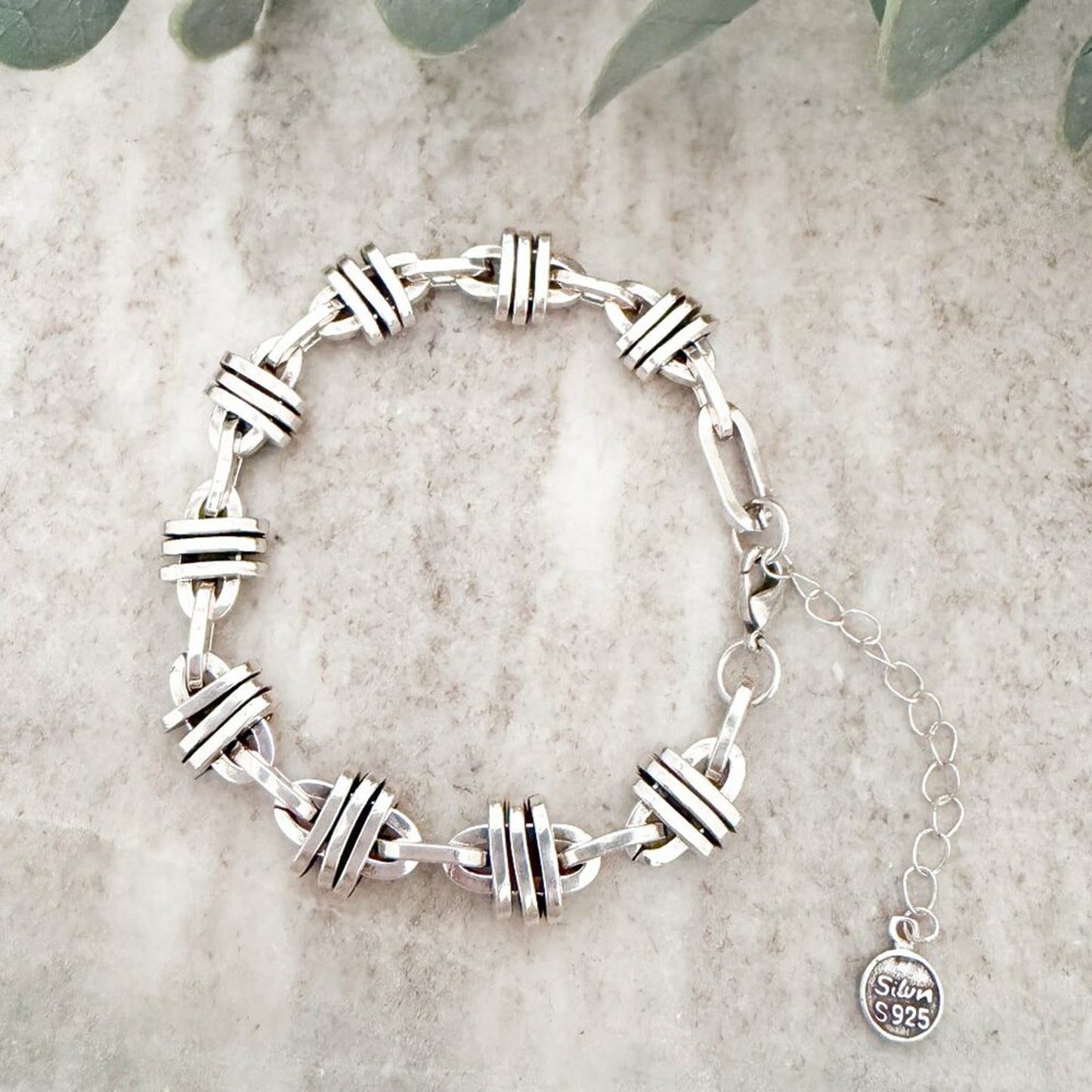 925 Sterling Silver Chain Link Bracelet Modern Trendy Link Bracelet