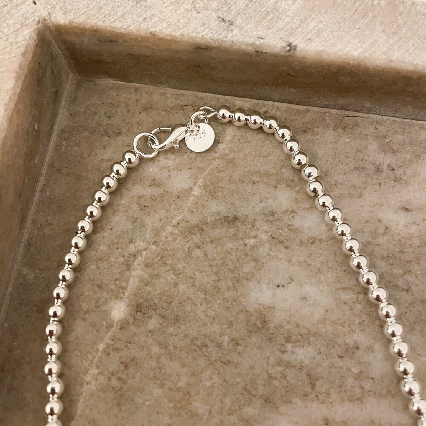 925 Sterling Silver Bead Necklace 4 MM Bead Necklace Dainty Ball Necklace