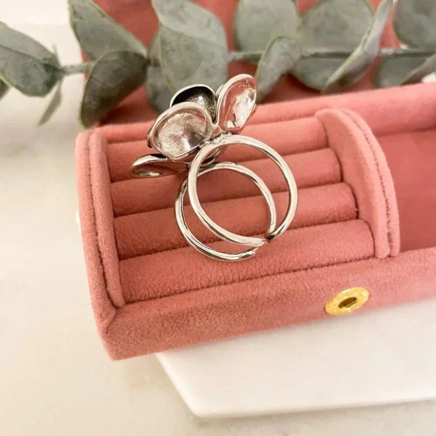 925 Sterling Silver Oversized Chunky Flower Ring Bold Statement Ring Huge Ring