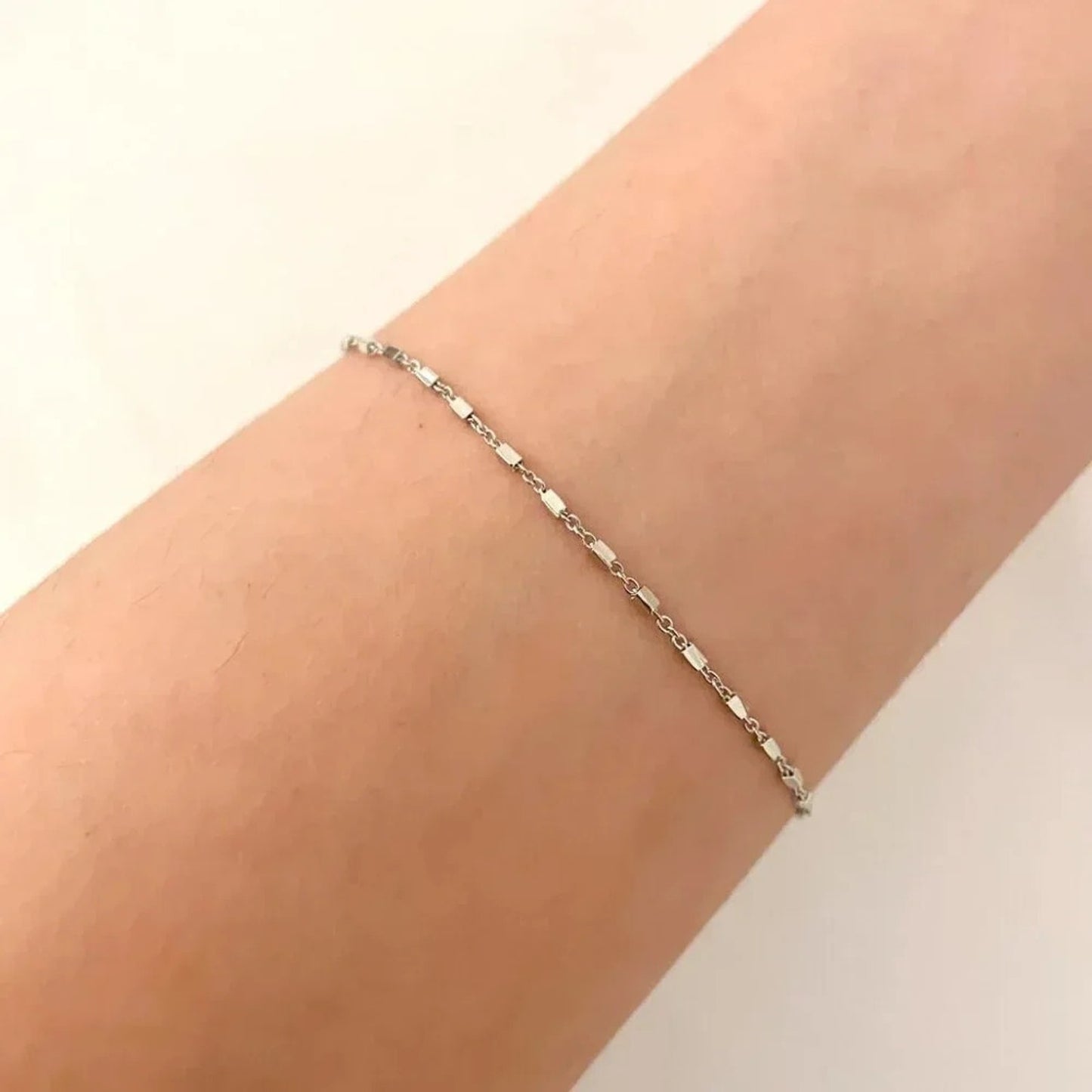 925 Sterling Silver Dainty Minimalist Bracelet Thin Link Stacking Bracelet