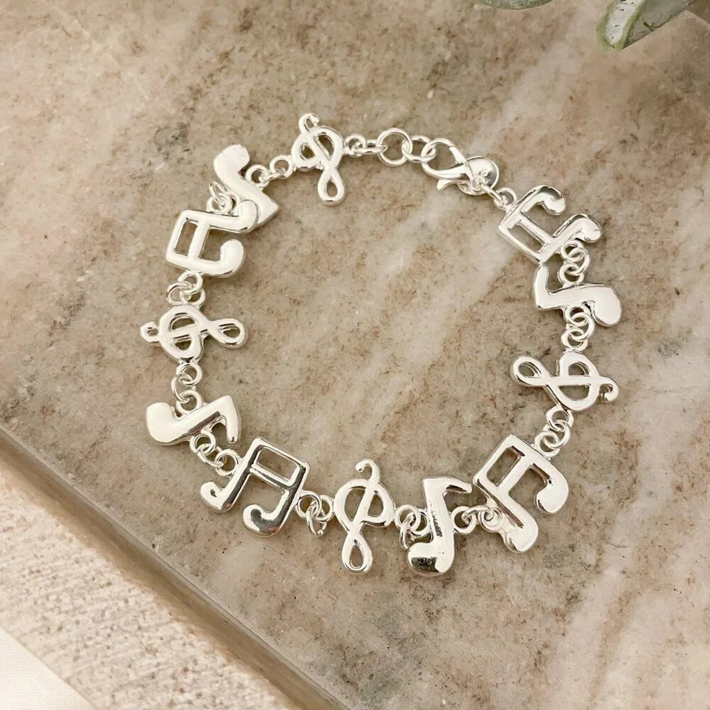 925 Sterling Silver Music Note Bracelet Charm Bracelet Unique Bracelet